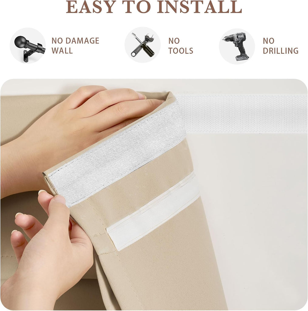 100% Blackout No Drill Roman Shade Window