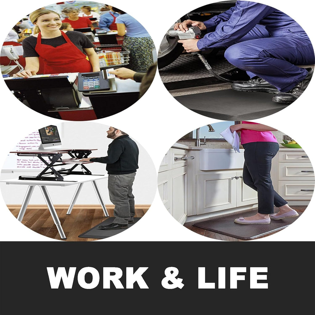 1" Extra Thick Anti Fatigue Comfort Standing Mat | Kitchen Rug, Desk Mats,Massage Points, 140D high Density PU Foam