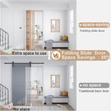 Bifold Closet Door,for 32in x 80in (Double 16x80) Opening,French Glass Barn Doors with 2.66FT Concea