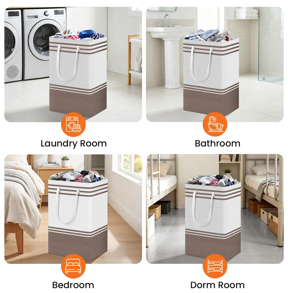 3-Pack Laundry Basket, Laundry Hamper, Khaki-88L