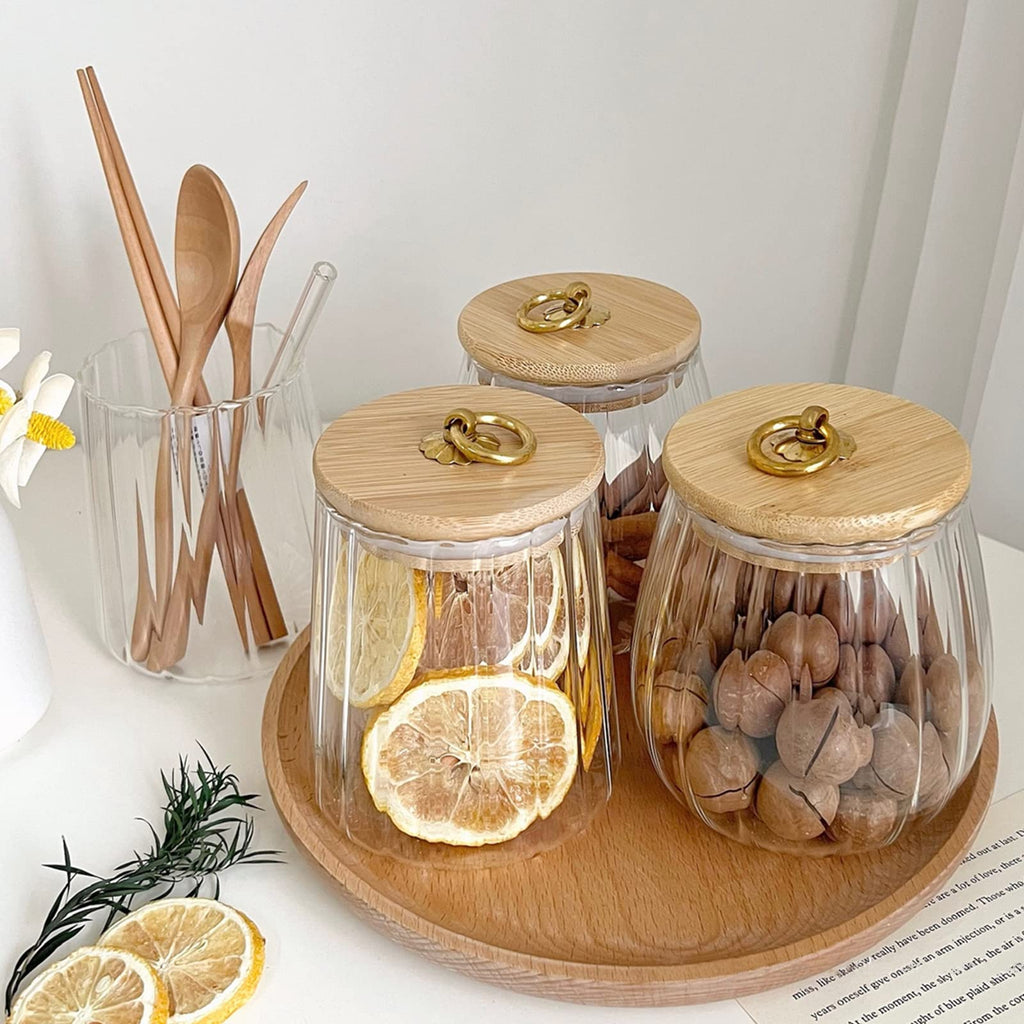 38 FL OZ Glass Jars with Bamboo Lids, Airtight Storage Containers, Large Candy Jars for Coffee Nuts Cookie
