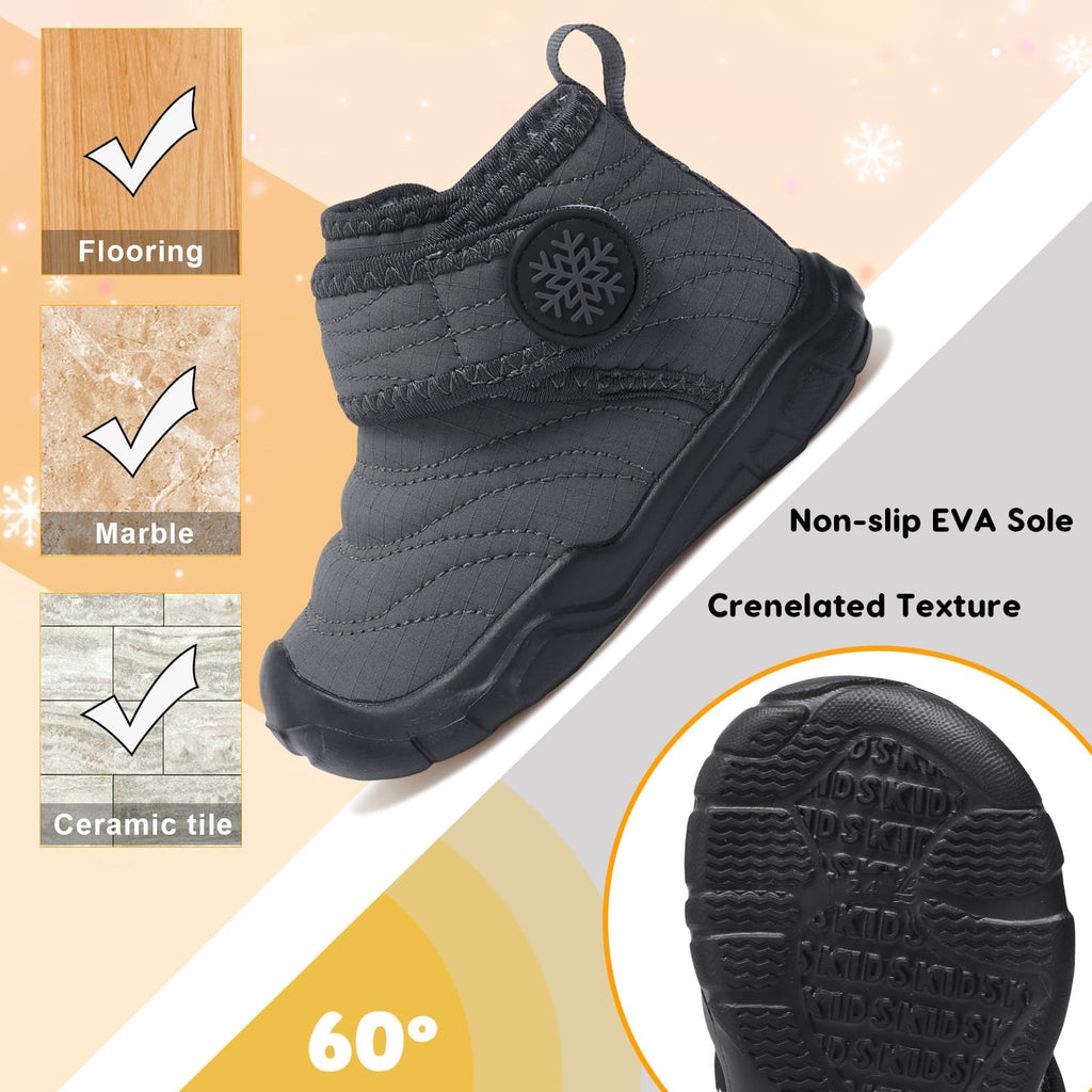 Baby Girls Boys Winter Boots Soft Bottom Non-Slip Warm Toddler Walking Shoes Infant Slippers Grey Baby