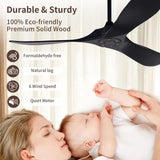 Inspired Maverick Style Solid Wood Black Ceiling Fan Without Light, 52 inch Walnut Ceiling Fan with 3 Wood Blades 6 Speeds Smart Timing Reversible DC Motor, Modern Fan for Indoor Outdoor Farmhouse/Patios A102-B0CMTK7D47