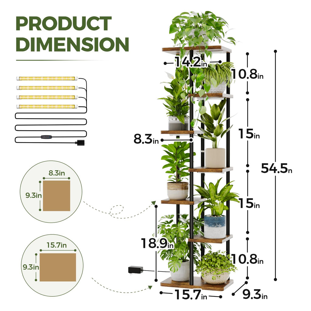 Plant Stand with Grow Light for Indoor Plants Corner 7 Tier