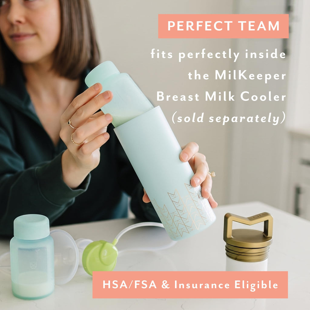 Silicone Breast Milk Storage Bottles | Daycare Approved | 100% Plastic Free Baby Bottle | 3 in 1 Pumping, Storing