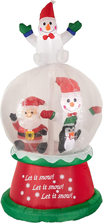 6.75ft Lighted Inflatable Santa and Friends Snow Globe Outdoor Christmas Decoration