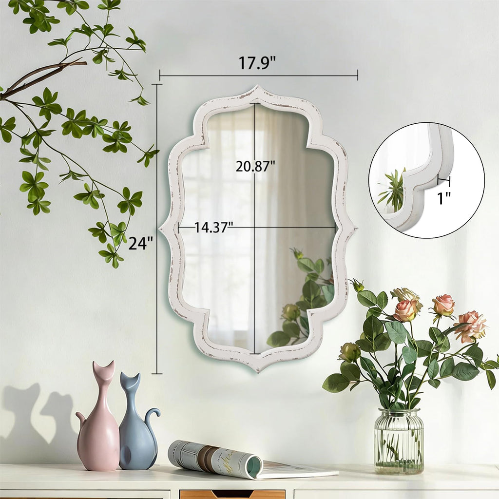 Rustic Scalloped Oval Mirrors 18 X 24 Inch, Wood Frame