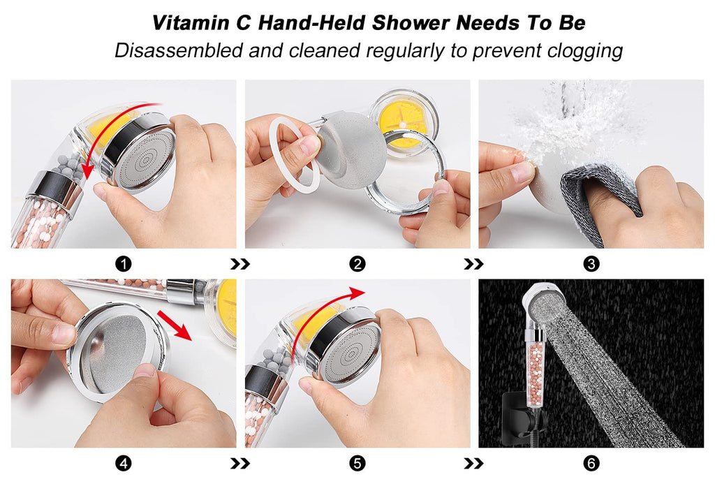 Filter Shower Head, High Pressure 8 Inch Rainfull with Filter Combo for Hard Water, Remove Chlorine Fluoride and