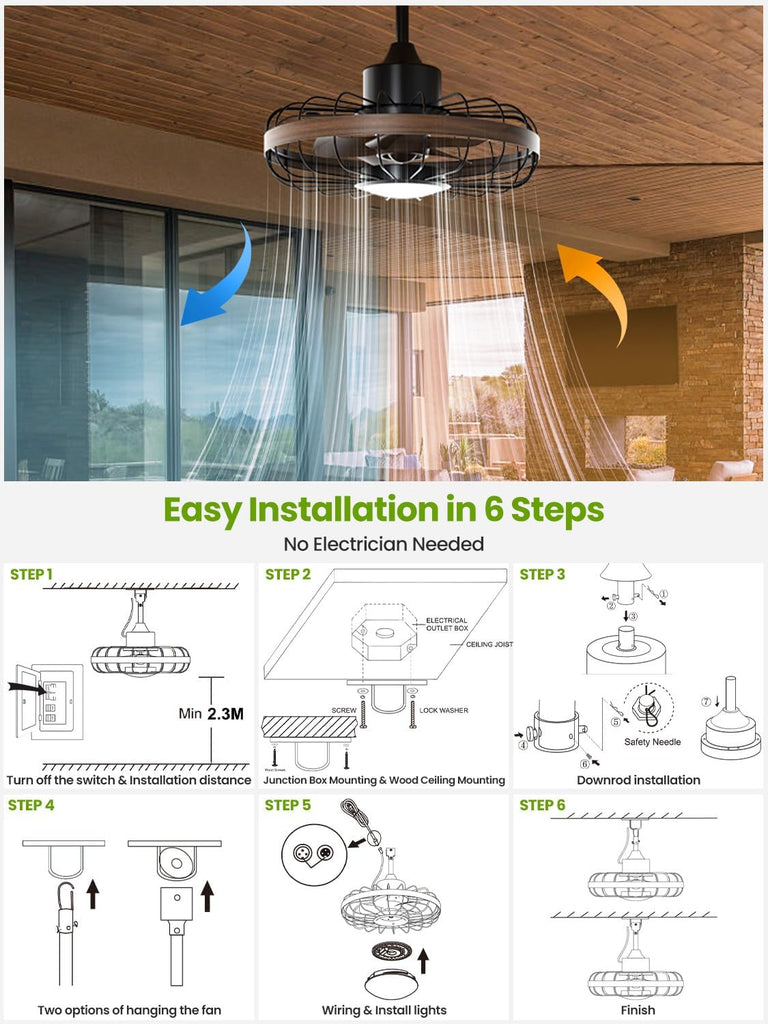 18 Inch Ceiling Fan Smart APP & Remote Control, 6 Speeds, 3 Color Temperatures, Gazebo Lights Outdoor Ceiling Fans for Patio Waterproof,Porch A101-B0DZCDWZ22