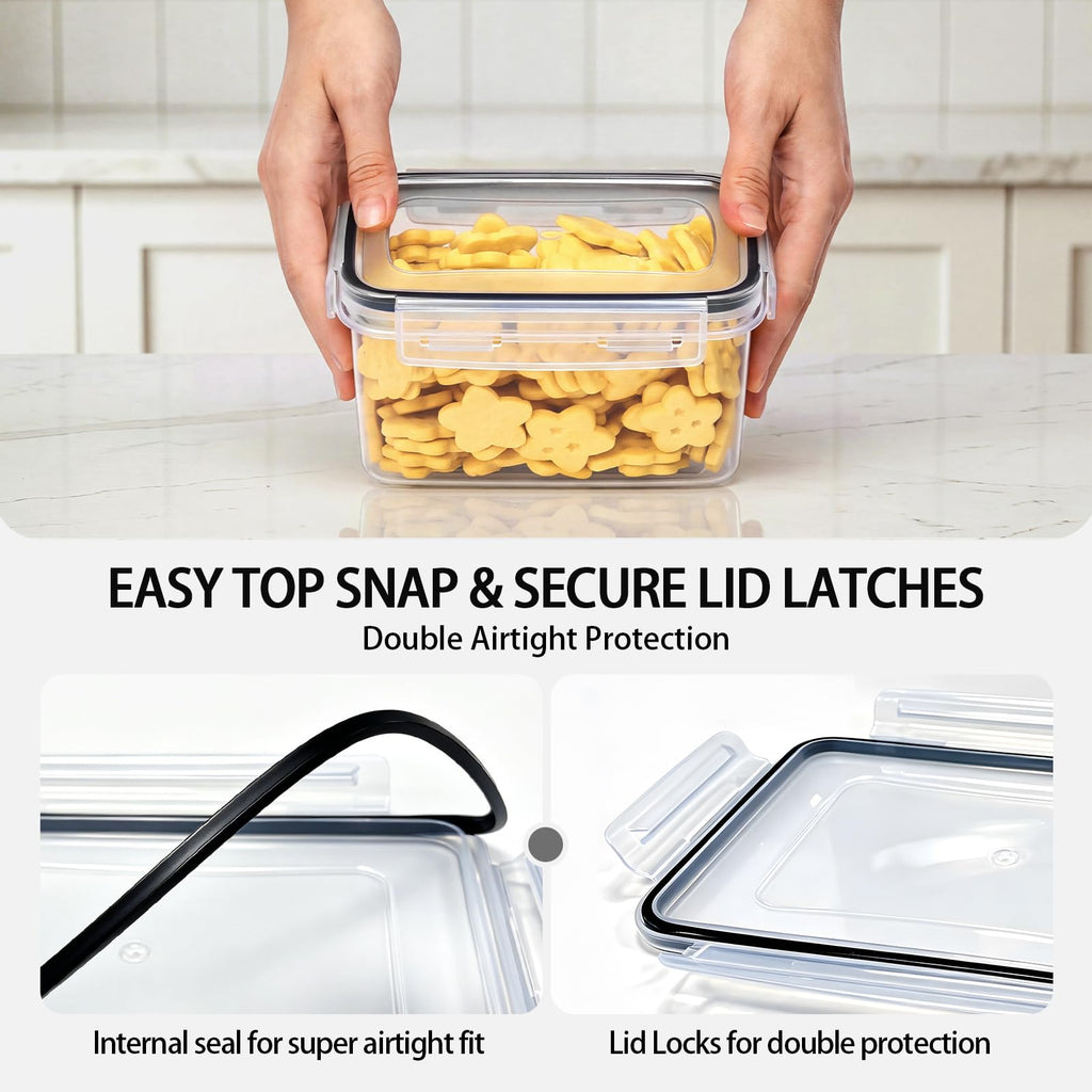 24 PCS Airtight Food Storage Containers with Lids, Plastic Kitchen and Organization Canisters for Cereal, Dry Food