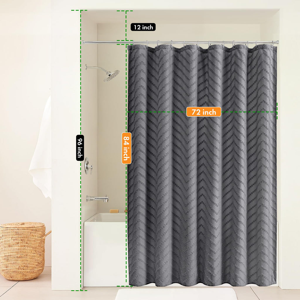 Grey Boho Fabric Shower Curtain 72 x 84 Inches