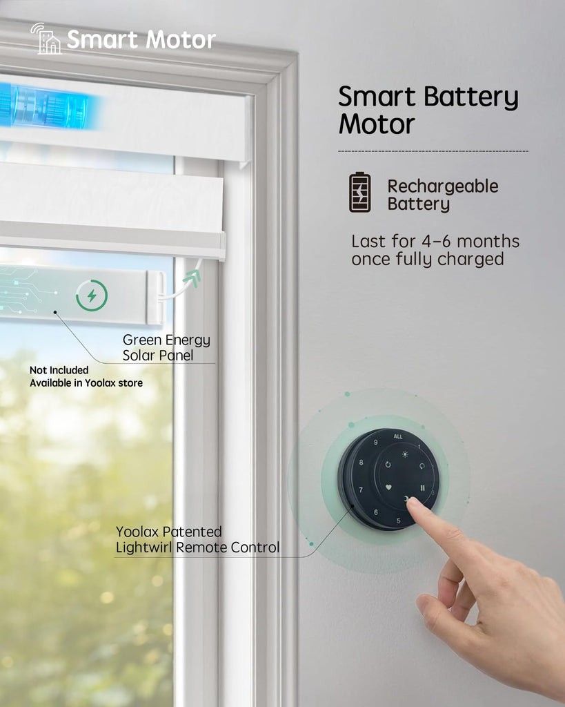 Motorized Zebra Blinds with Remote, Room Darkening Smart Blinds