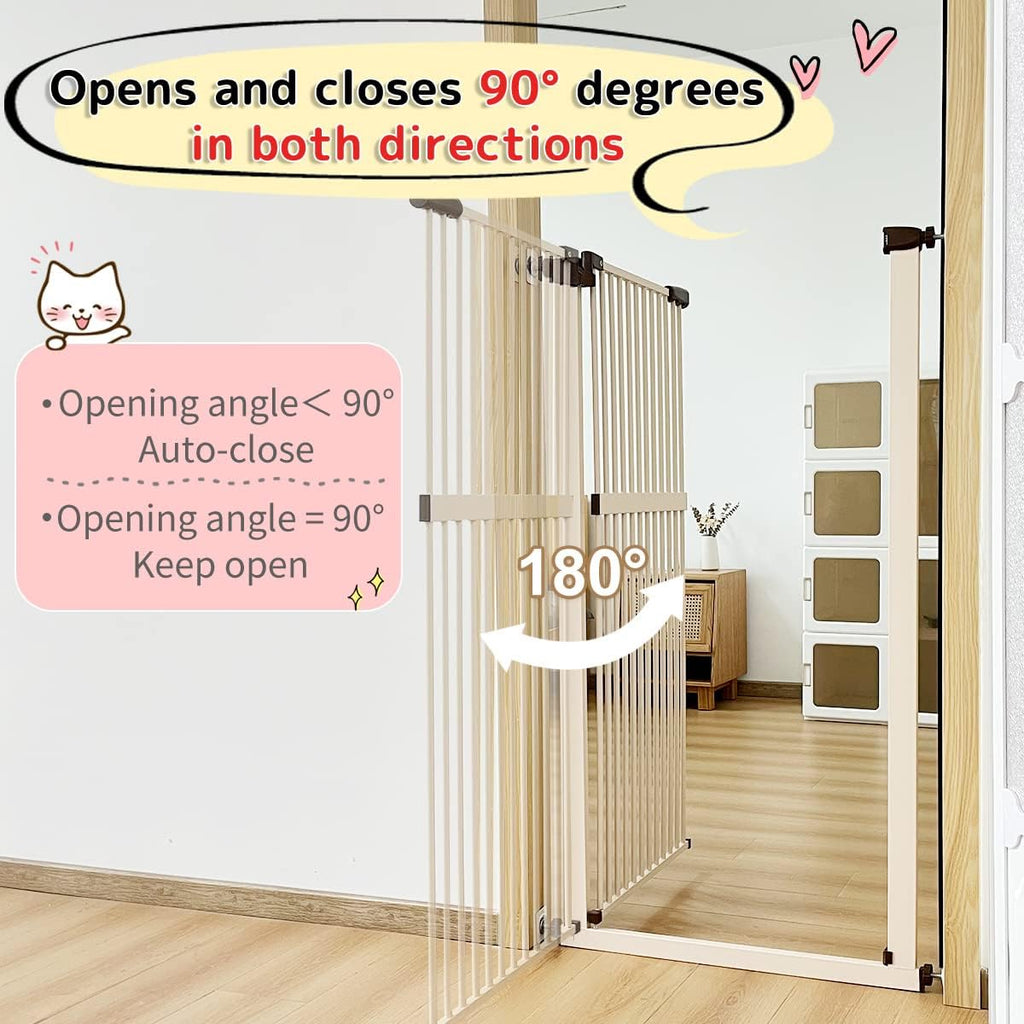 61.02" Extra Tall Pet Gate for Cat Dog 26.38"-30.11" Wide Cream