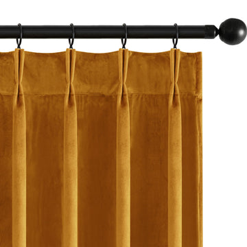 Velvet Pinch Pleated Blackout Mustard Yellow Curtains 40x96 Inches