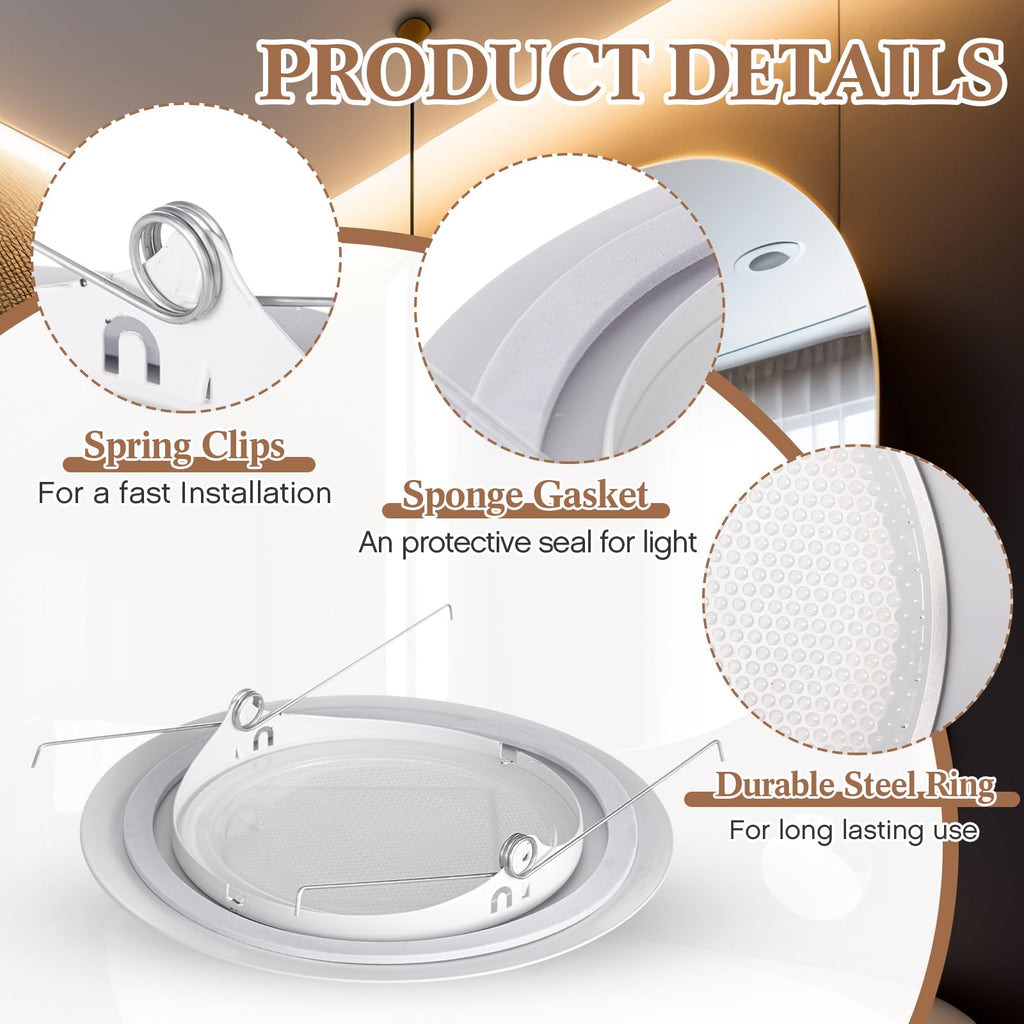 2 Pcs 6 in Shower Trim Recessed Light Covers with Albalite Lens