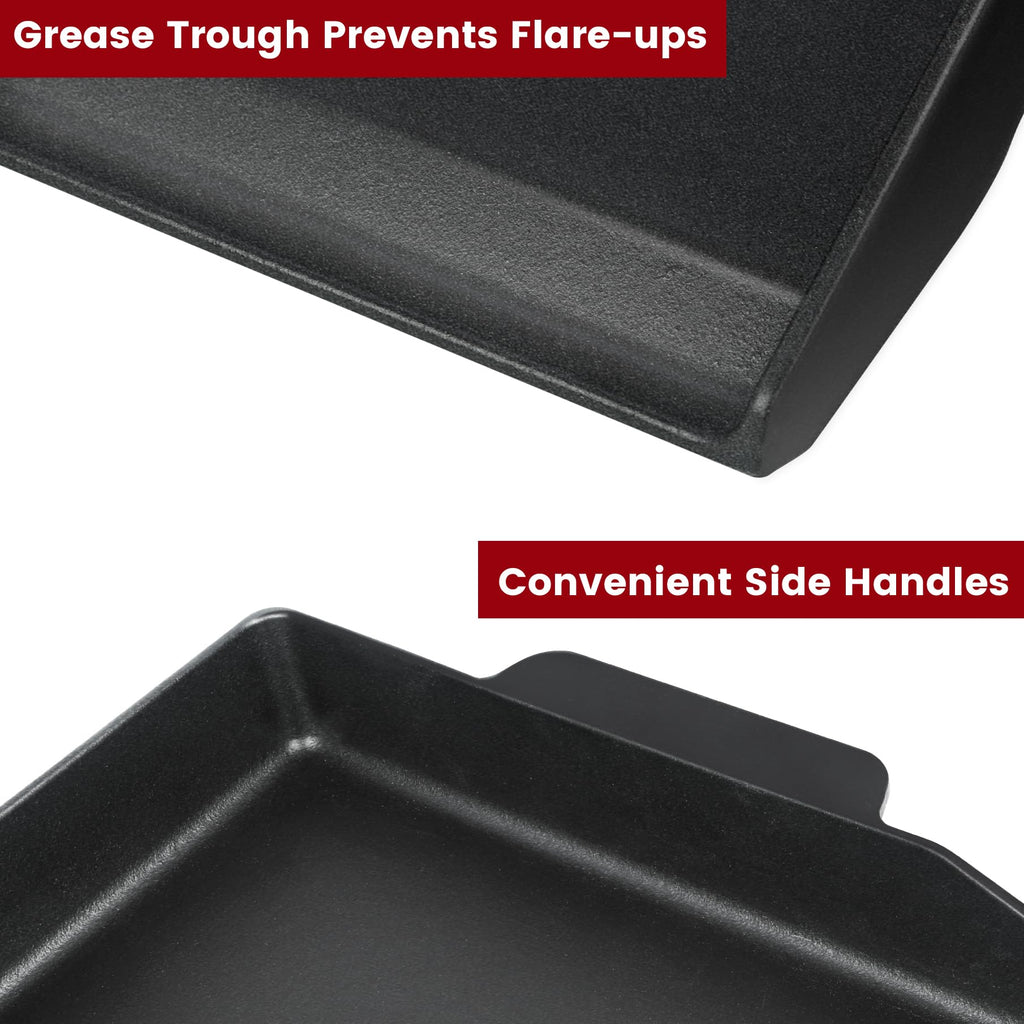 17" x 13" Universal Cast Iron Griddle for Gas Grill, Stove Top Griddle Gas Grill Griddle Insert for Charbroil