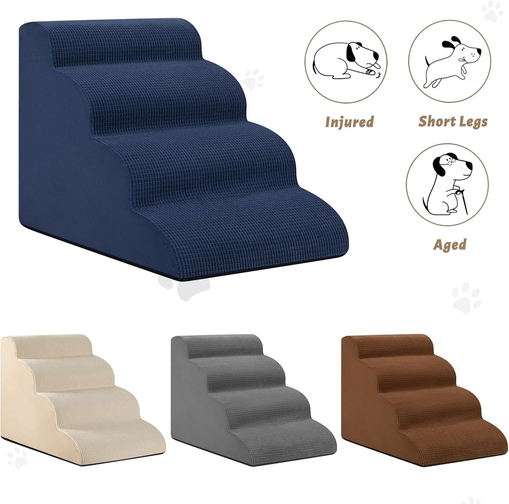 Dog Steps for Bed or Couch, 4-Step Pet Stairs Ramp for Small Dogs