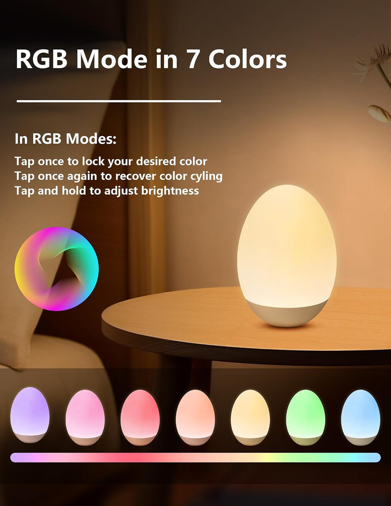 Egg Night Light : Rechargeable Baby Touch Lamp