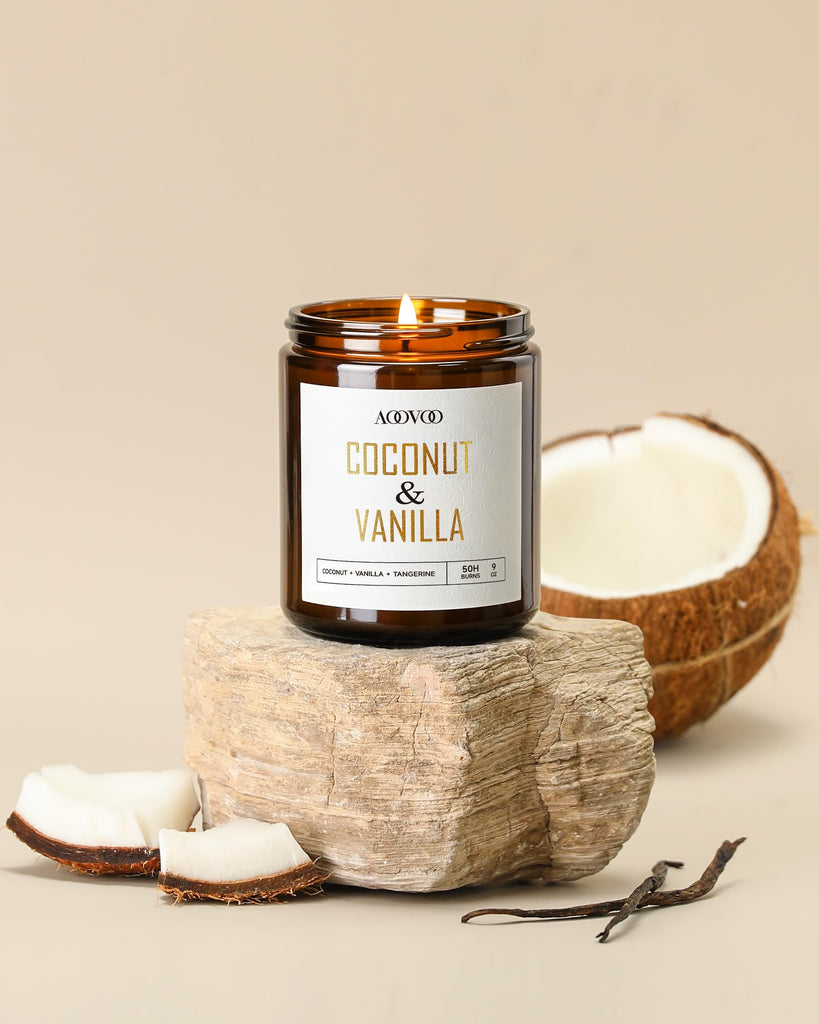 Coconut Vanilla Candles - 36 oz Scented Candles, Aromatherapy Candle, Soy Candle Scented