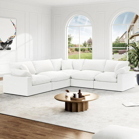 Cloud Modular Sectional Sofa, Oversized Convertible Modular Cloud Couch, Down Feather Filled Sectional Sofa Comfy Upholstered Deep Seat Couches for Living Room, Sofa Covers Washable & Replaceable A124-B0DJ7BTQYB