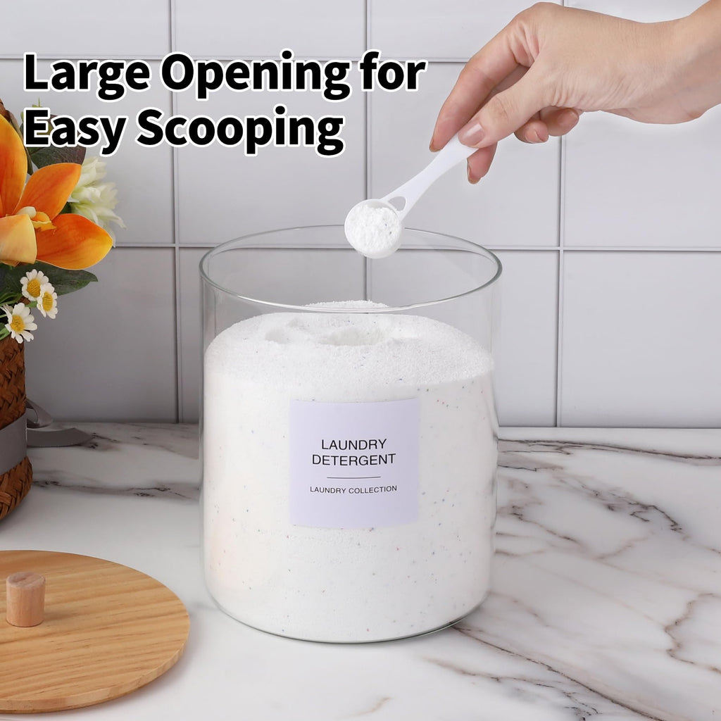 Glass Jars for Laundry Room Organization, Laundry Pods Container with 27 Labels, Detergent Holder with Bamboo Lid