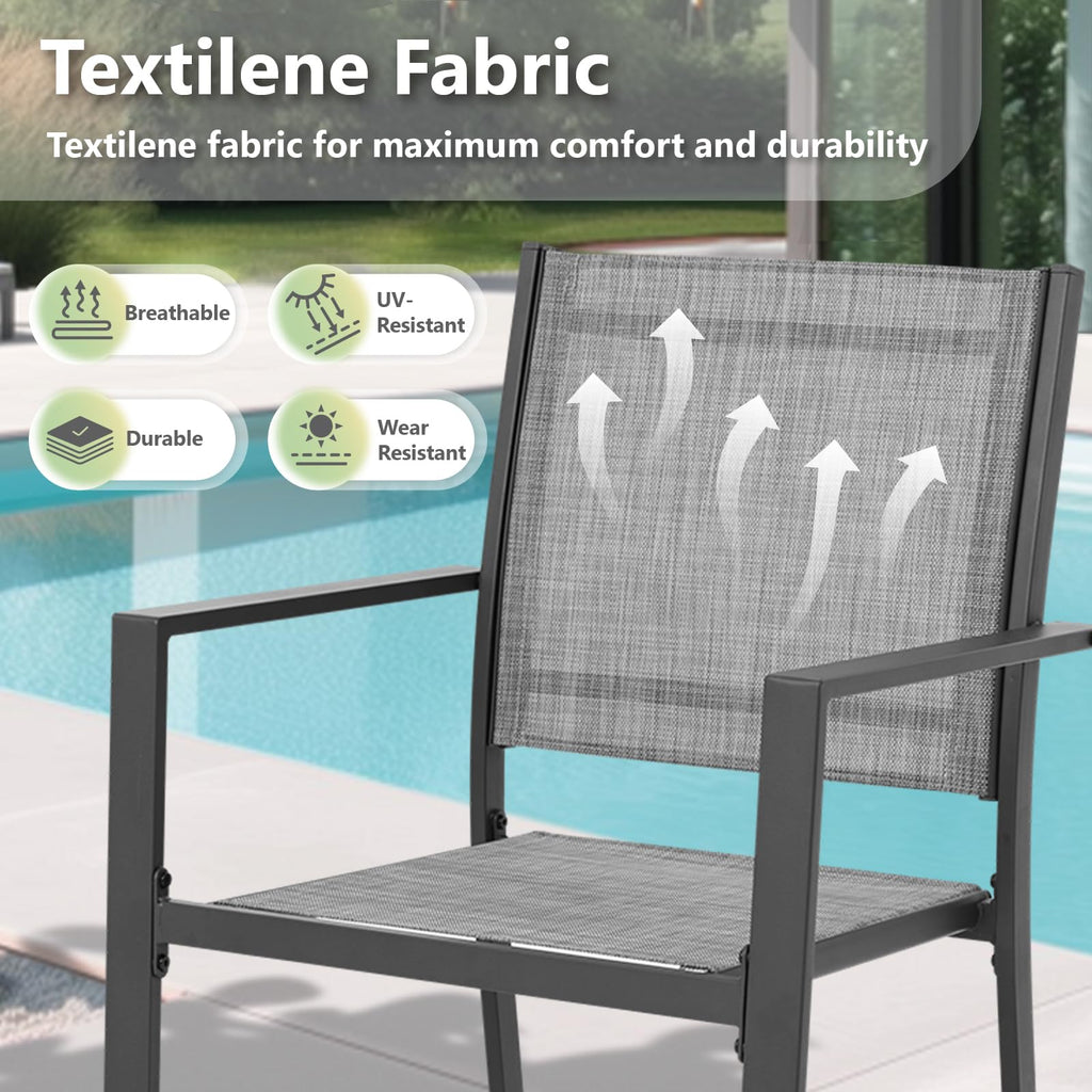 Patio Dining Chairs, All-Weather High-Resilience Textilene Outdoor Dining Chair Set of 2, Heavy-Duty Stackable