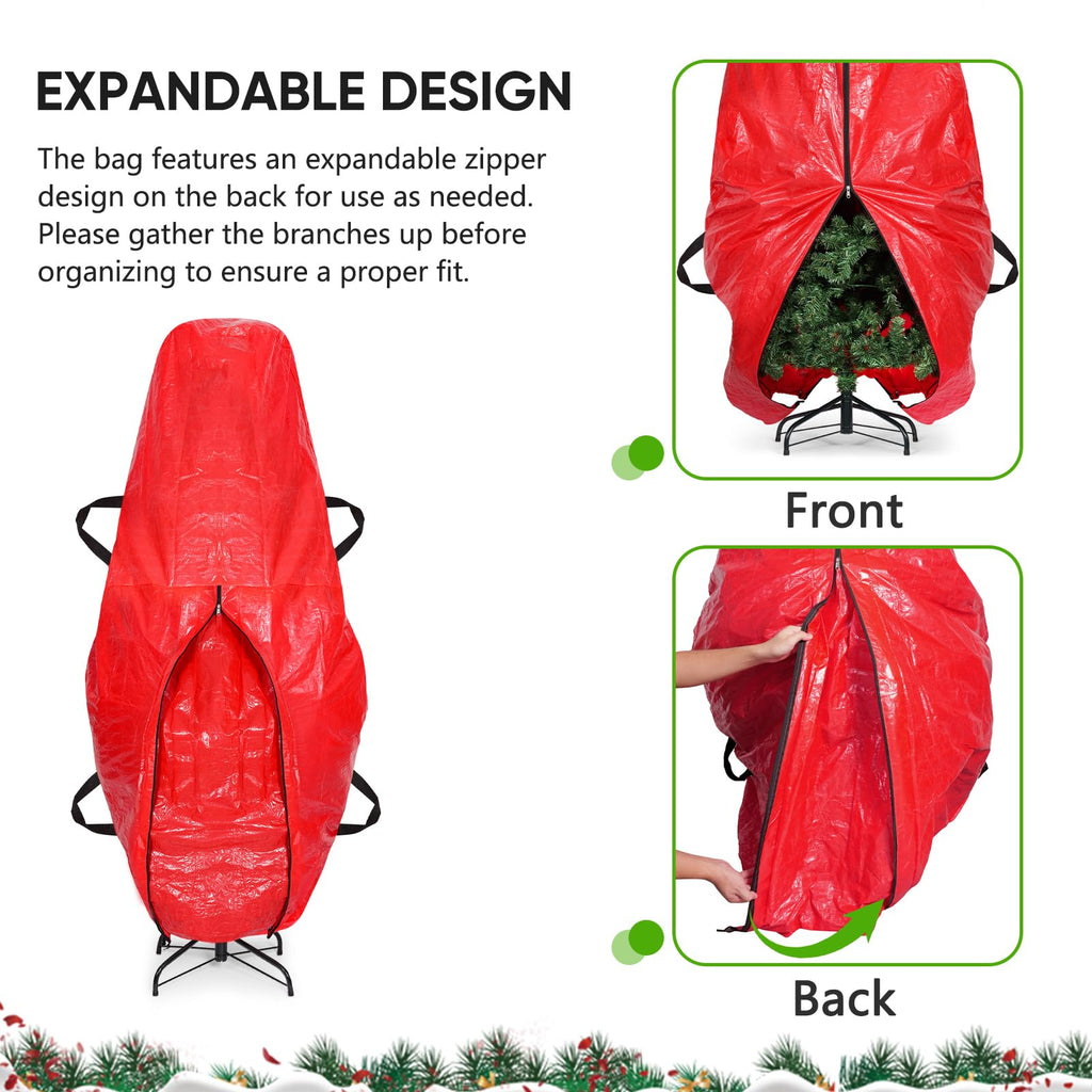 Upright Christmas Tree Storage Bag, 7.5 ft Tear Resistant PE Material Christmas Tree Bag with 4 Reinforced Handles