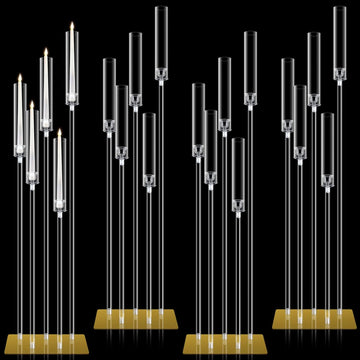 4 Set Floor Candelabra 5 Arm 46.5'' Tall Acrylic Candle Holders Tables Candelabra Centerpieces Wedding Candlestick