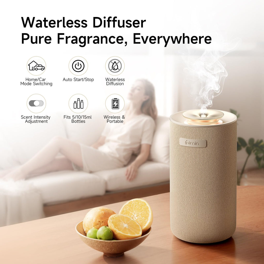 Waterless Essential Oil Diffuser & Car, Cordless Portable Diffuser