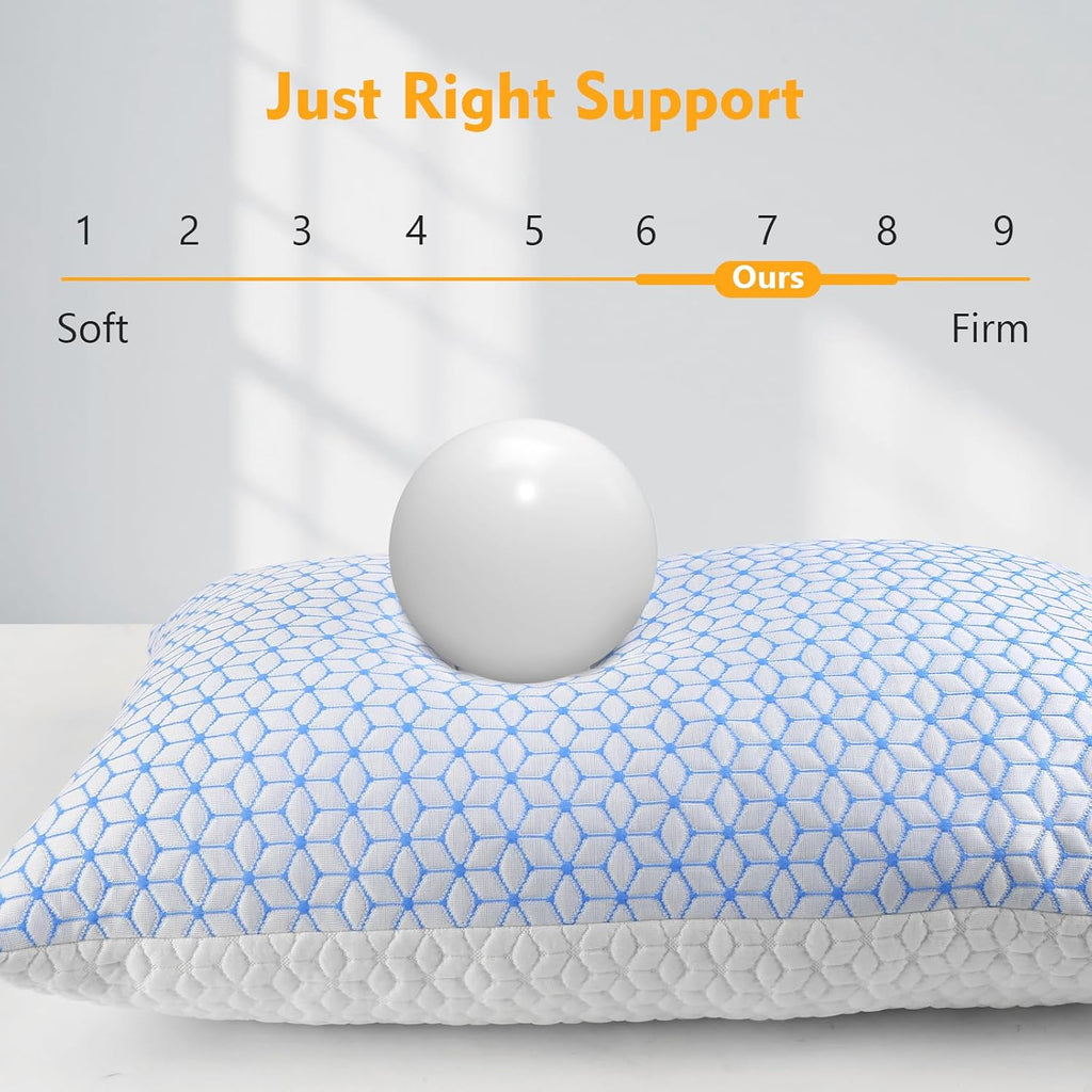 Bed Pillow King Size 1 Pack, Shredded Memory Foam Pillow Adjustable, Cooling Pillow Soft and Supportive for Side Back