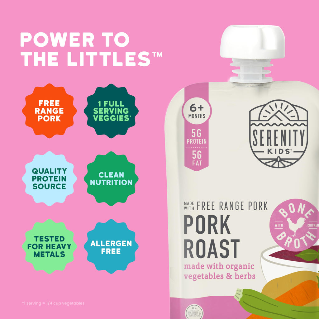 Pork Baby Food Pouch, 5g Protein, Bone Broth, 3.5 Oz, 12 Pack