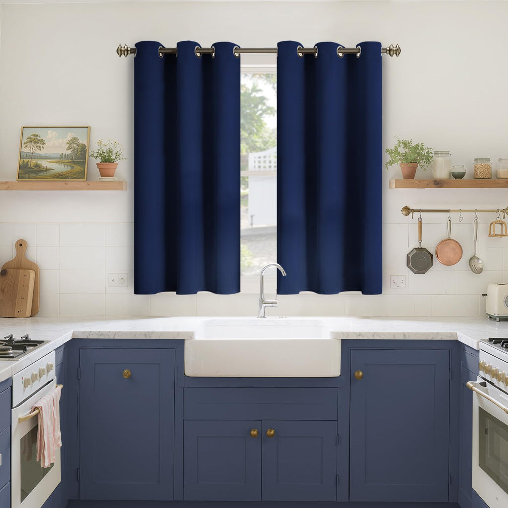 Short Blackout Curtains 54 Inch Length - Thermal Insulated Drapes with Grommet Room Darkening Living Room Windows