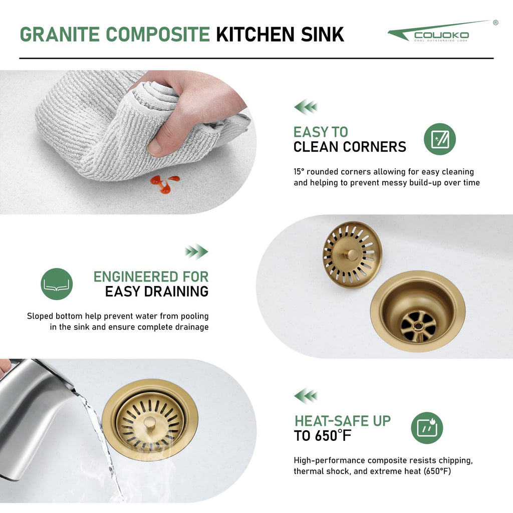 30 Inch White Undermount Kitchen Sink Workstation - White Granite Composite Undermount Kitchen Sinks Quartz Classic