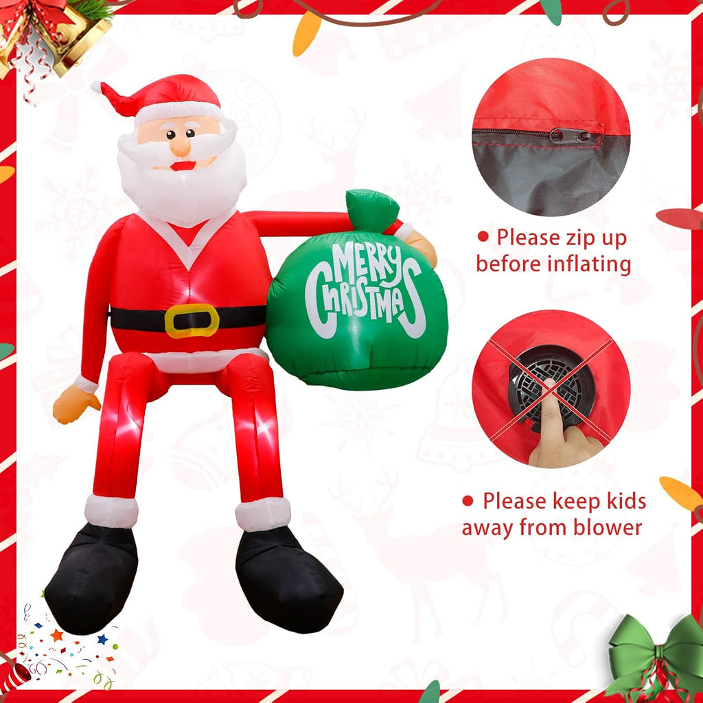 8FT Christmas Inflatables Outdoor Decorations, Climbing Santa Christmas Inflatable Christmas Yard Decorations with