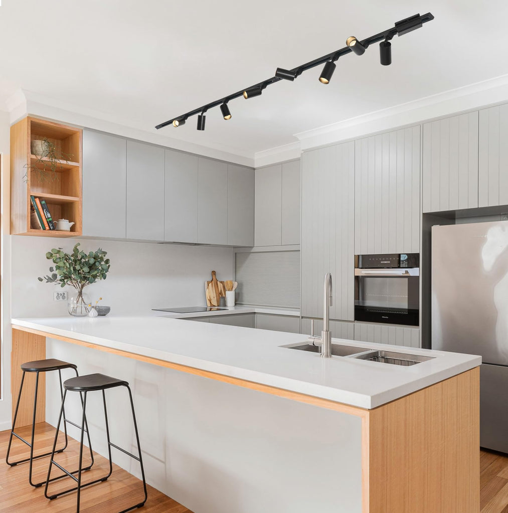LED Track Lighting Kit with 6.6FT H Type Track Lighting Rails and Floating Canopy Connector, Modern Kitchen