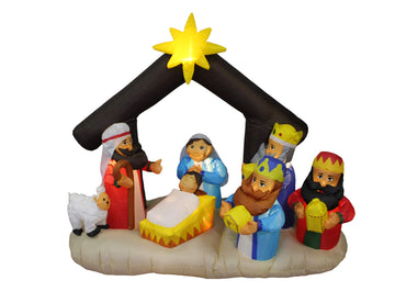 6 FT Christmas Inflatable Nativity Scene with Three Kings