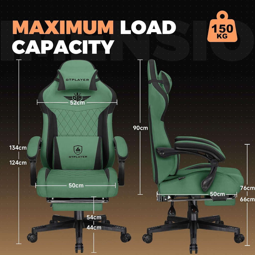 Gaming Chair with Footrest, Ergonomic Office Chair 400lbs Heavy Duty, Big and Tall Computer Desk Chair with Lumbar
