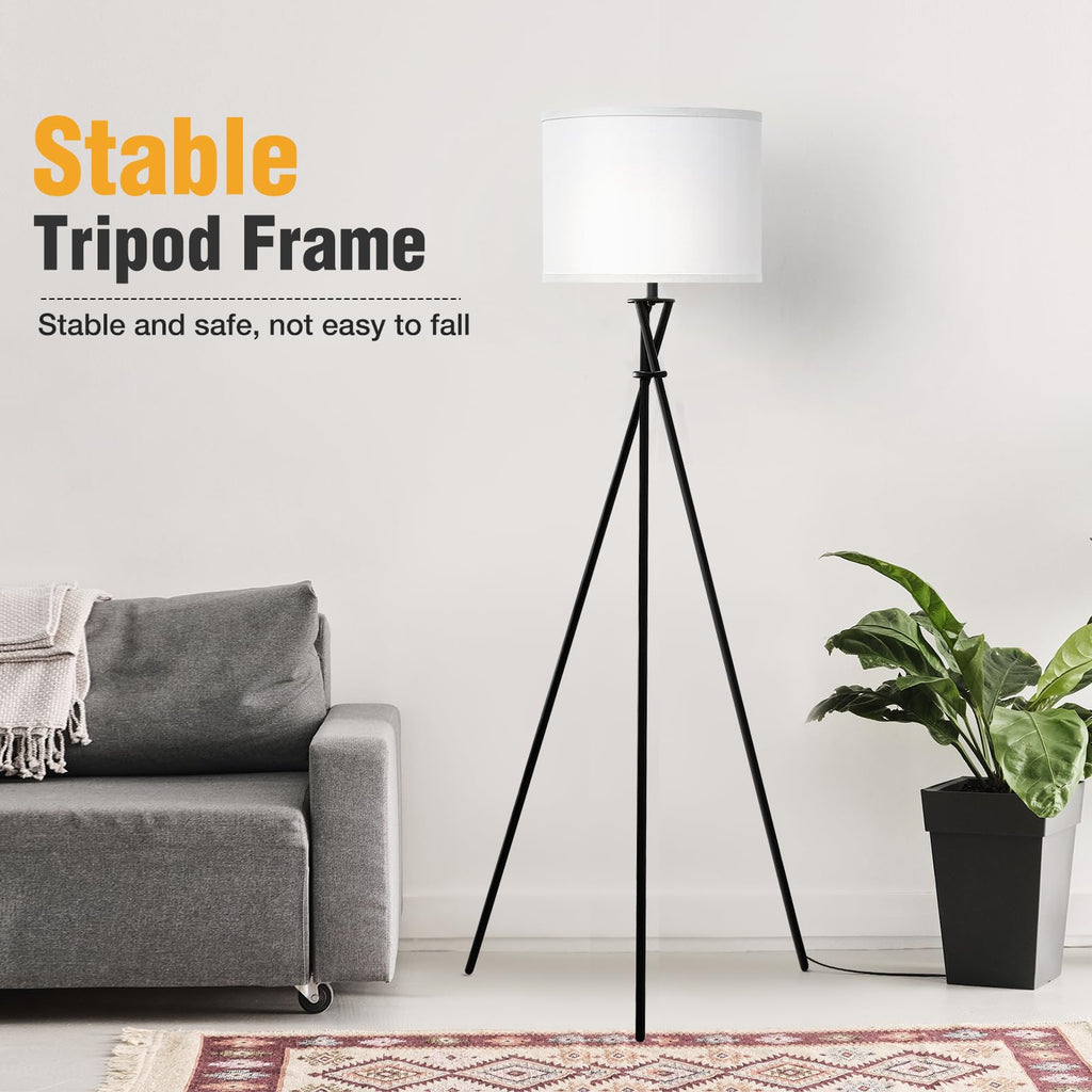 Black Tripod Floor Lamp, 61" Floor Lamps with Rotary Switch