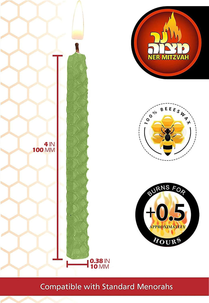 Honeycomb Chanukah Beeswax Candles - Standard Size Candle Fits Most Menorahs - Premium Quality Pure Bees Wax - Set of 45