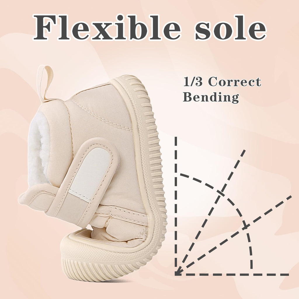 Baby Winter Warm Shoes for Infant Boys Girls Toddler Plush Lining Snow Boots Soft Sole Non-Slip Walking Shoes Outdoor