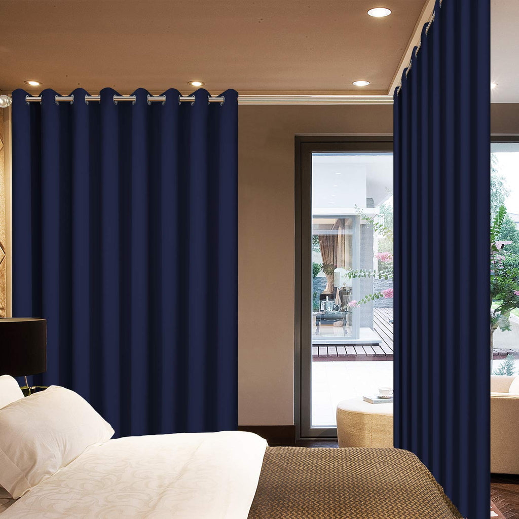 Navy Blue Room Darkening Curtains 84 inch Sliding Door Drapes