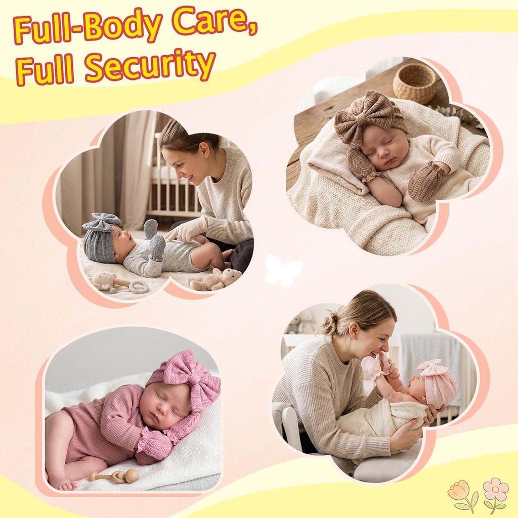 8 Sets Newborn Baby Girl Bow Hats and Mittens Turban Beanies 0