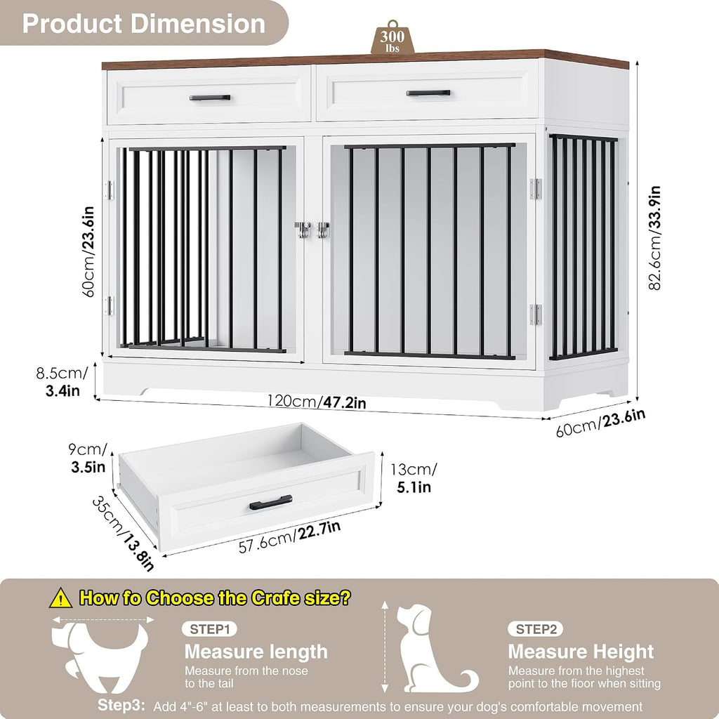 Dog Crate Furniture Wooden Dog Kennels for Dogs Indoor with a Removable Divider for Small Dogs, 2