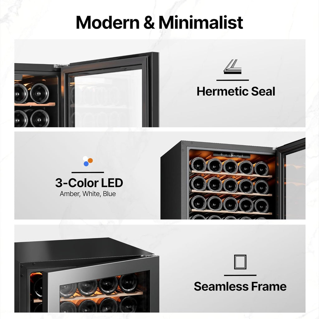 34 Bottle Wine Fridge, Wine Cooler Refrigerator, Wine Refrigerators with Double-