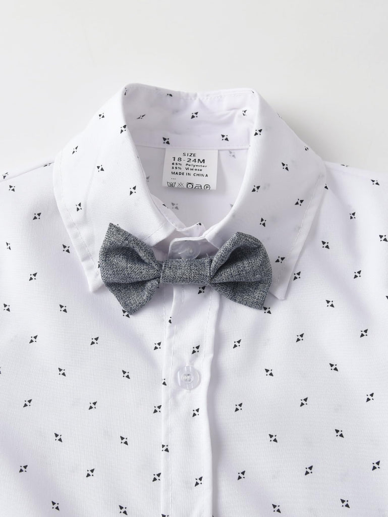 Baby Boys Gentleman Outfits Suits Clothes Set, Infant Shirt+Shorts+Bow Tie+Suspenders