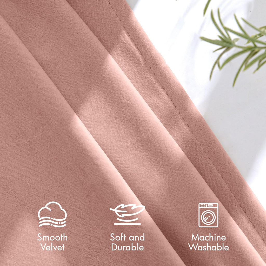Light Pink Velvet Curtains 108 Inch Length 2 Panels