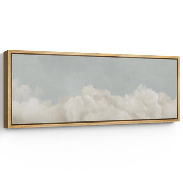 Large Framed Canvas Print Wall Art Cloudscape Soft Sky and White Cloud Illustrations Modern Art Calm Warm - 60"x20"