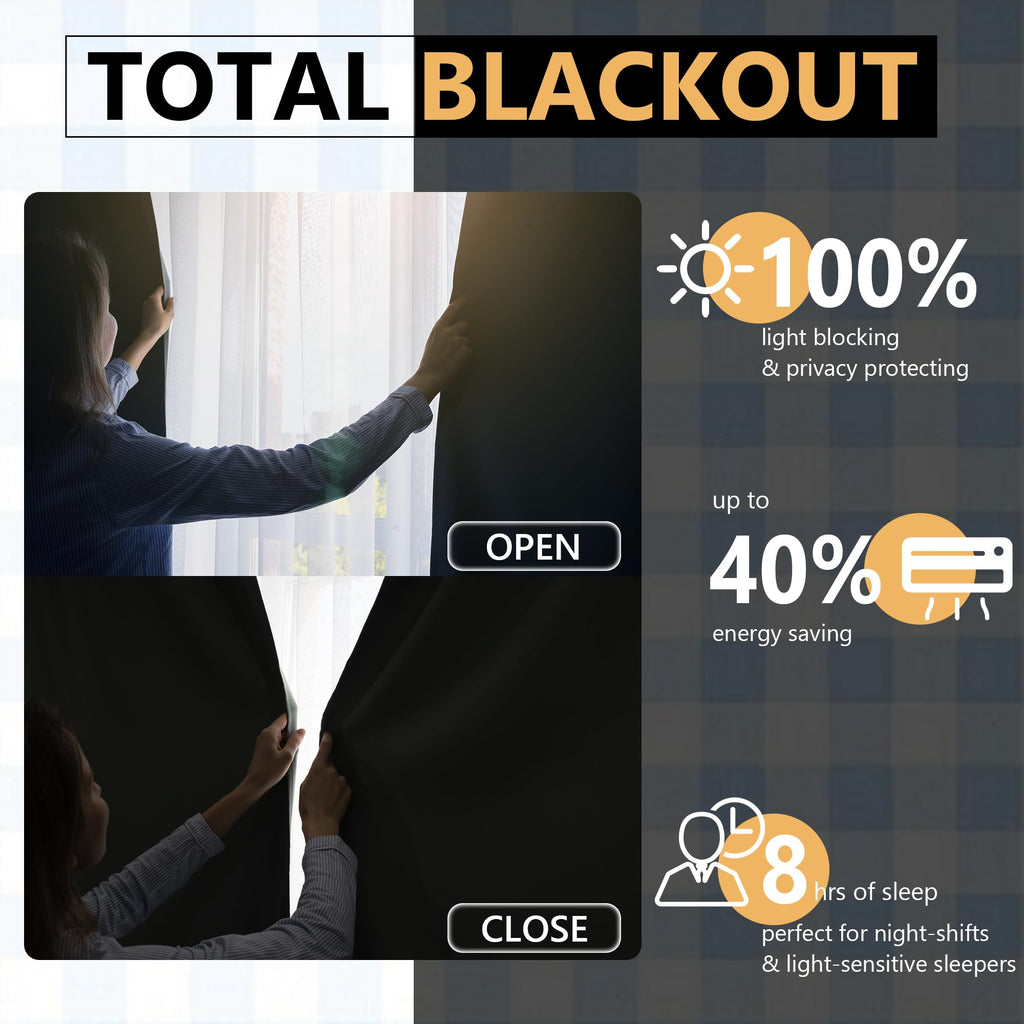 Buffalo Check Plaid Blackout Window Curtains 95 Inches