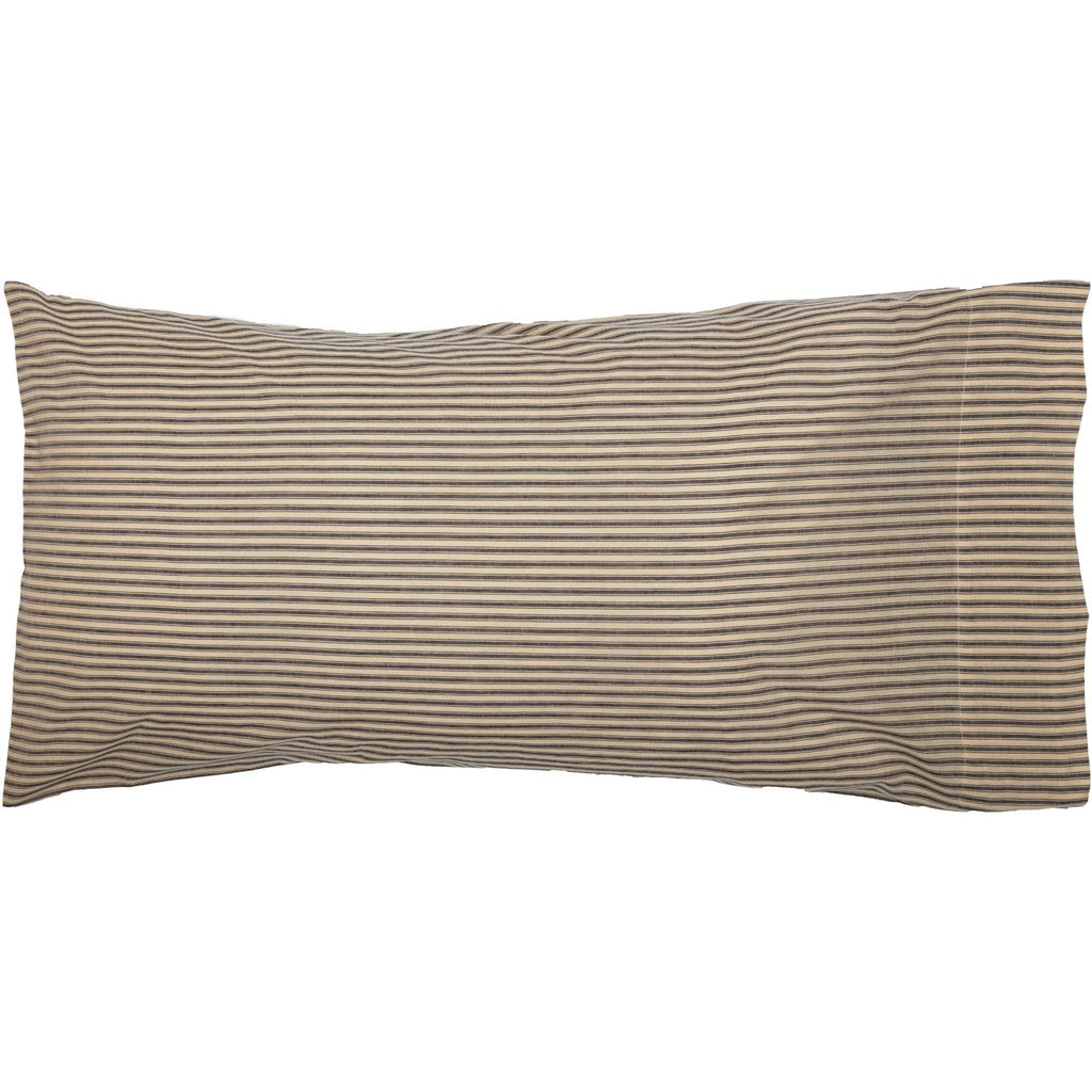 Ticking Stripe King Pillow Cases, Charcoal Gray, 21x40, Set of 2