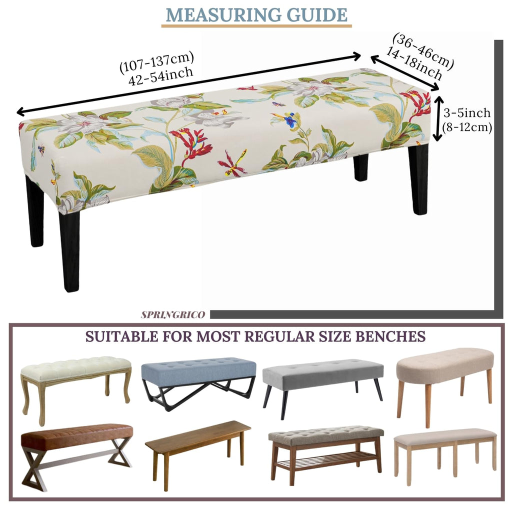 Stretch Dining Bench Cover, Removable Bench Slipcover Washable Bench Seat Protector Rectangle Bench Cover (Green